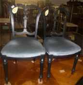 Pr Vict. ebonised salon chairs with gilt decoration
