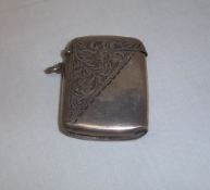 Silver vesta case with scrolled foliate dec. Birm. 1911