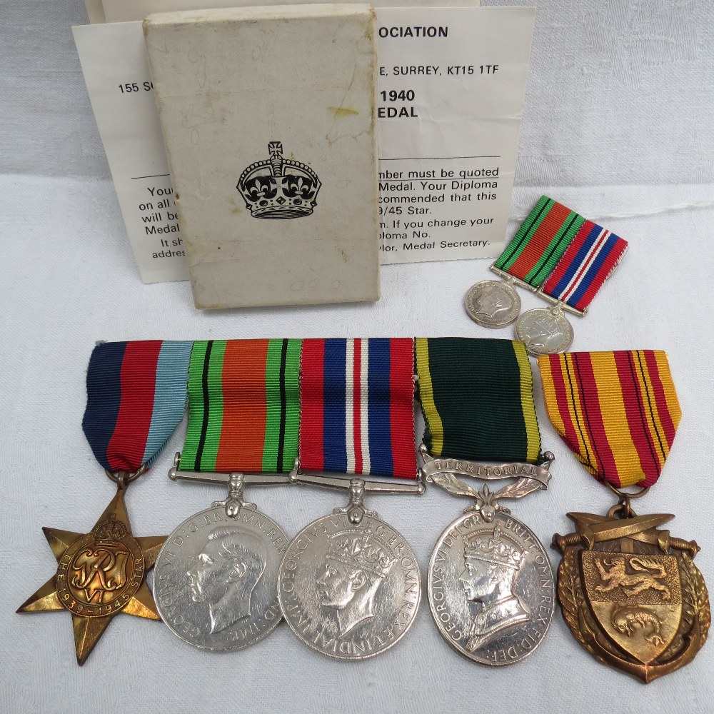 WWII medal set awarded to 4859422 Bombardier John Joseph Stinson,RA, George VI 1939-45. Star Defence