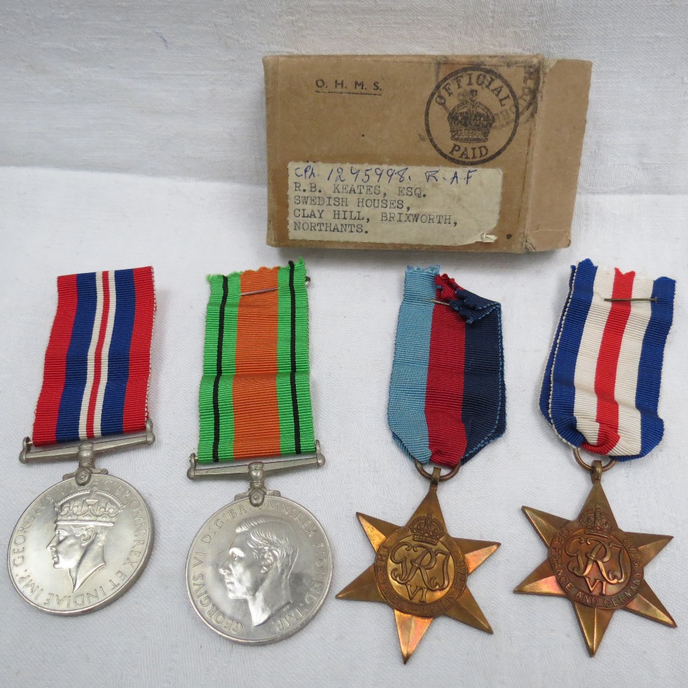 A WWII medal group presented to 1275998 Cpl. R.B. Keates RAF:1939-1945 Star, France and Germany