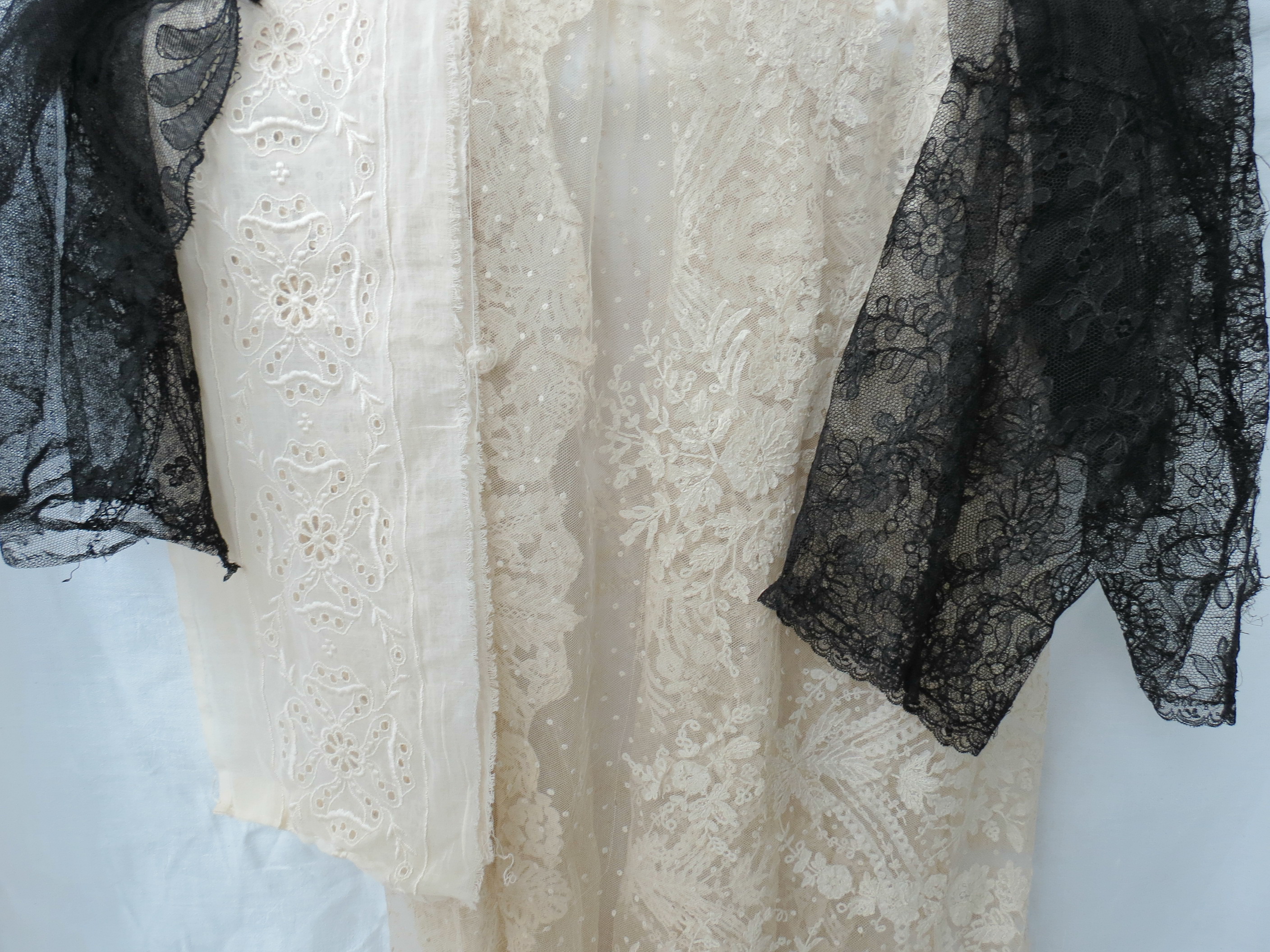 Quantity of antique lace, pre 1907 inc, Brussels and Chantilly; also a piece of Broderie Anglaise