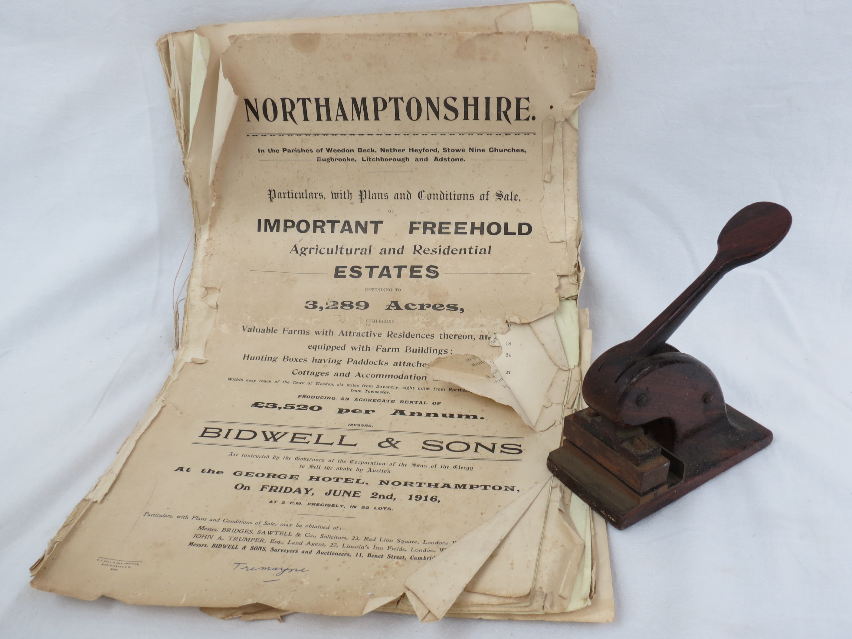 LOT WITHDRAWN. An auction catalogue of Bidwell & Sons in respect of the sale of freehold properties,