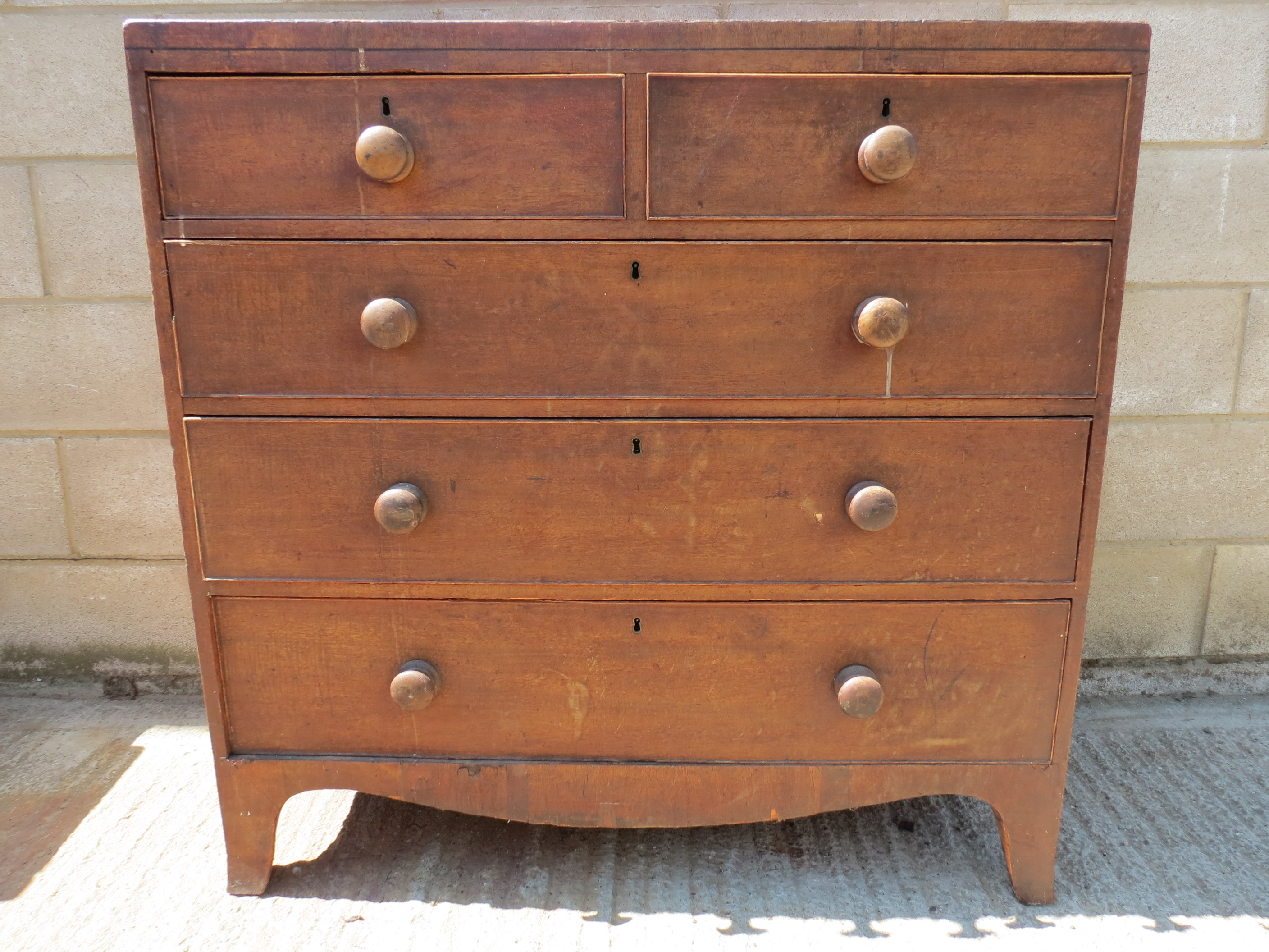 A Victorian chest of two short over three long drawers, 106cm wide.