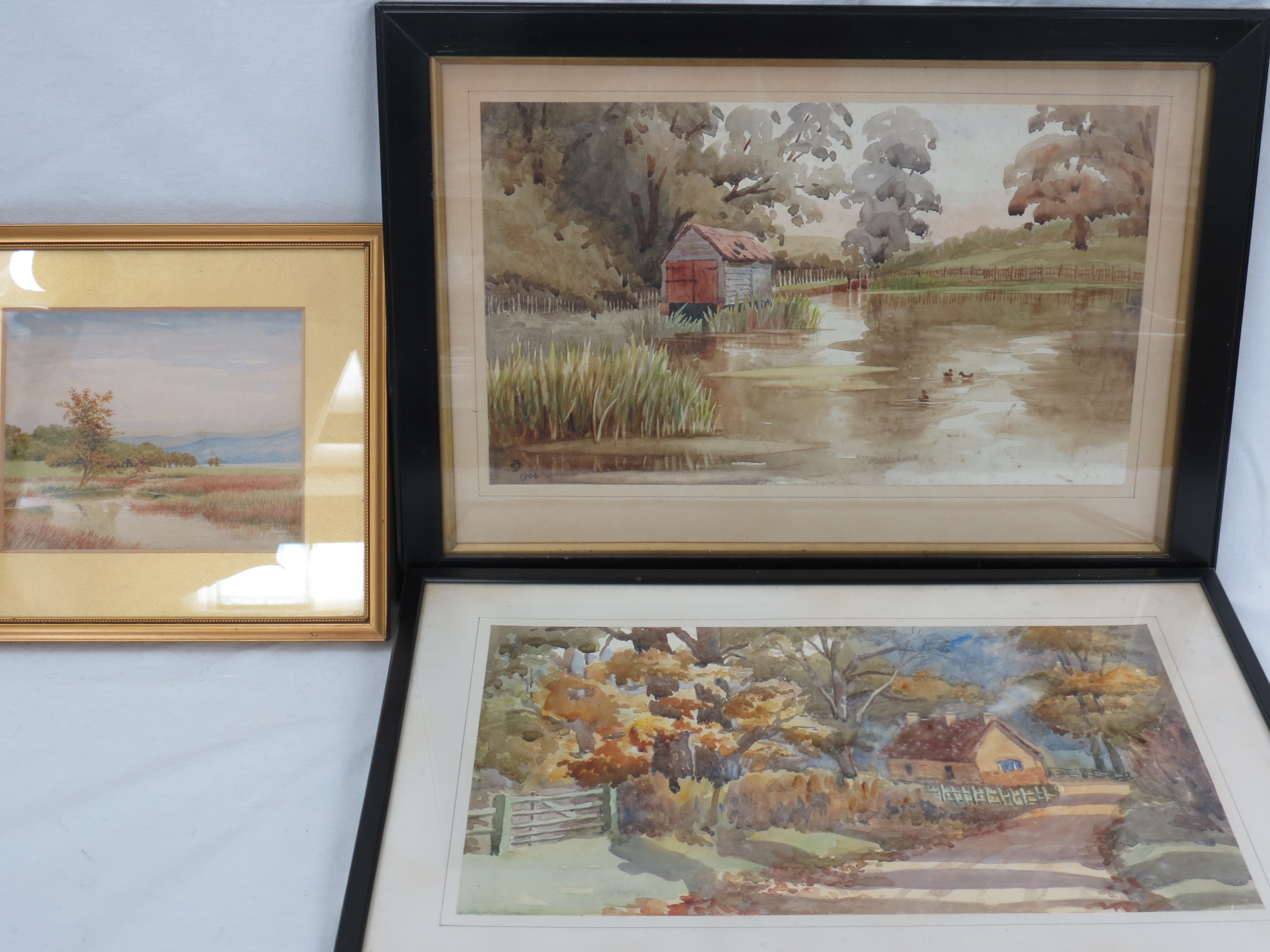 Anon. Early 20thC English School, Duck Pond, watercolour, signed with initials and date 1906,