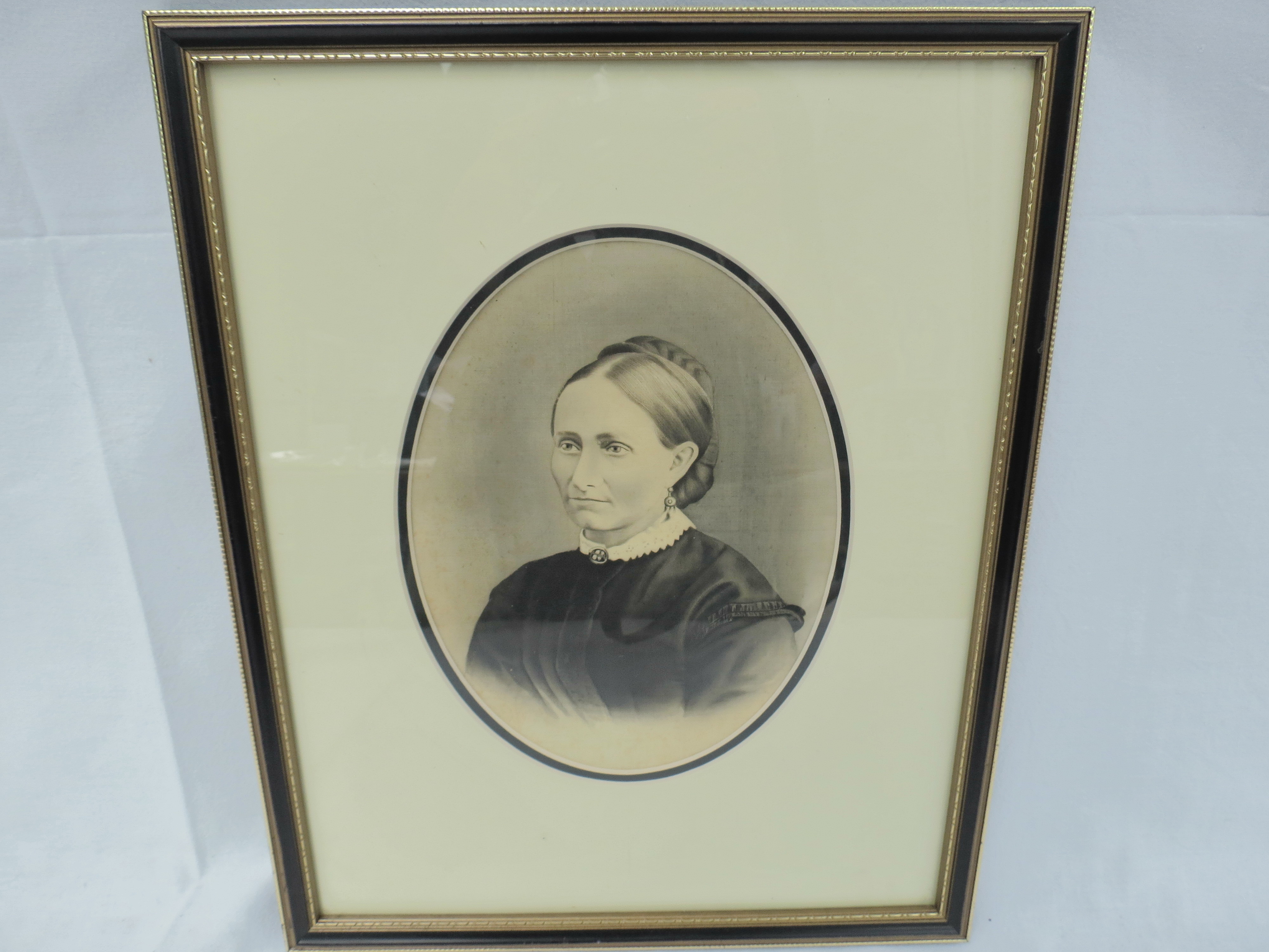 Lydia Williams, 'Hedley's Grandmother', fine watercolour portrait on silk c1900, framed. 20x15cm