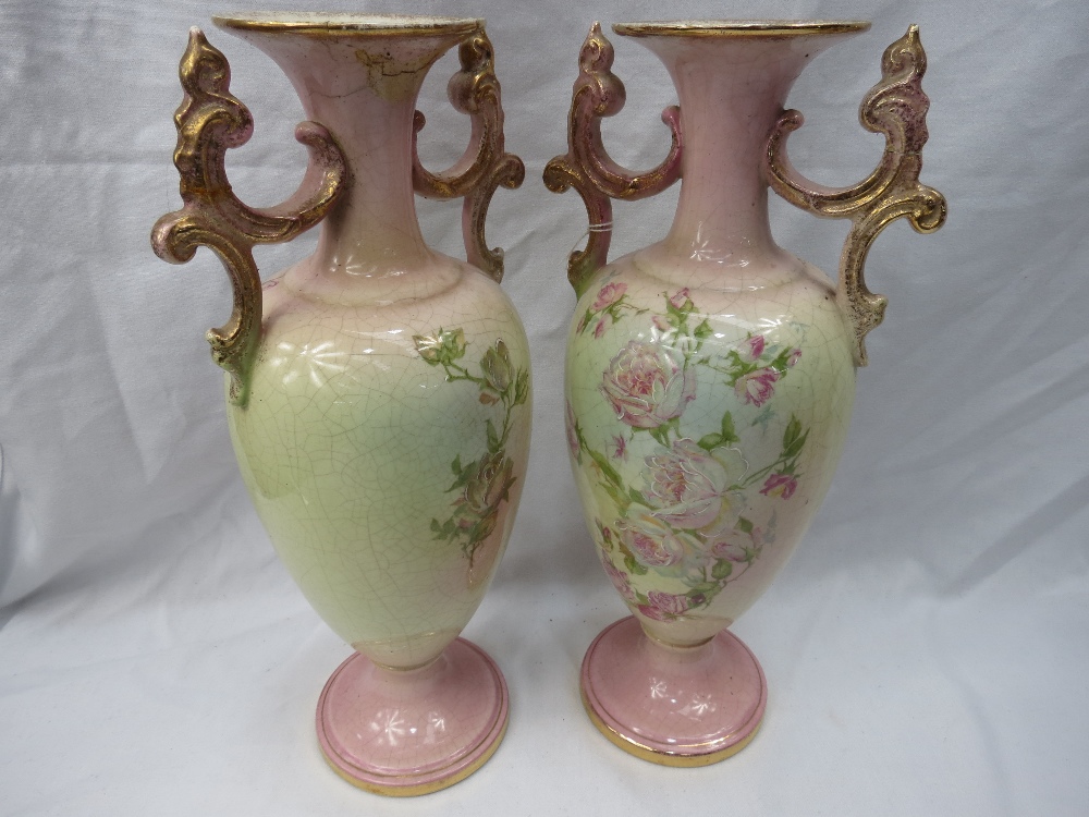 A pair of Thomas Forester large twin handled vases