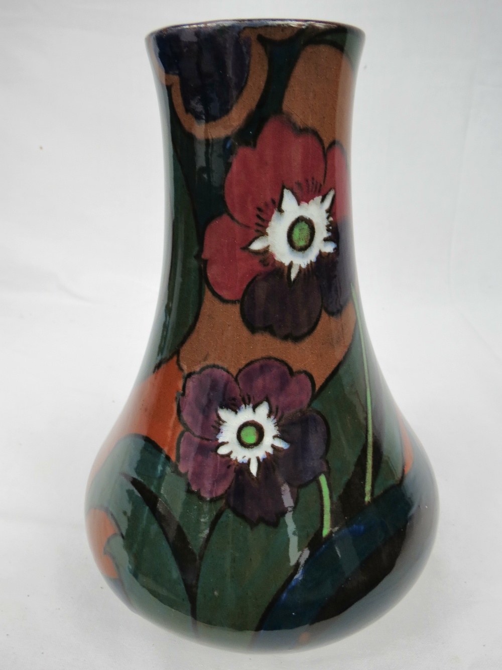 A Royal Stanley pottery art deco vase with floral design.