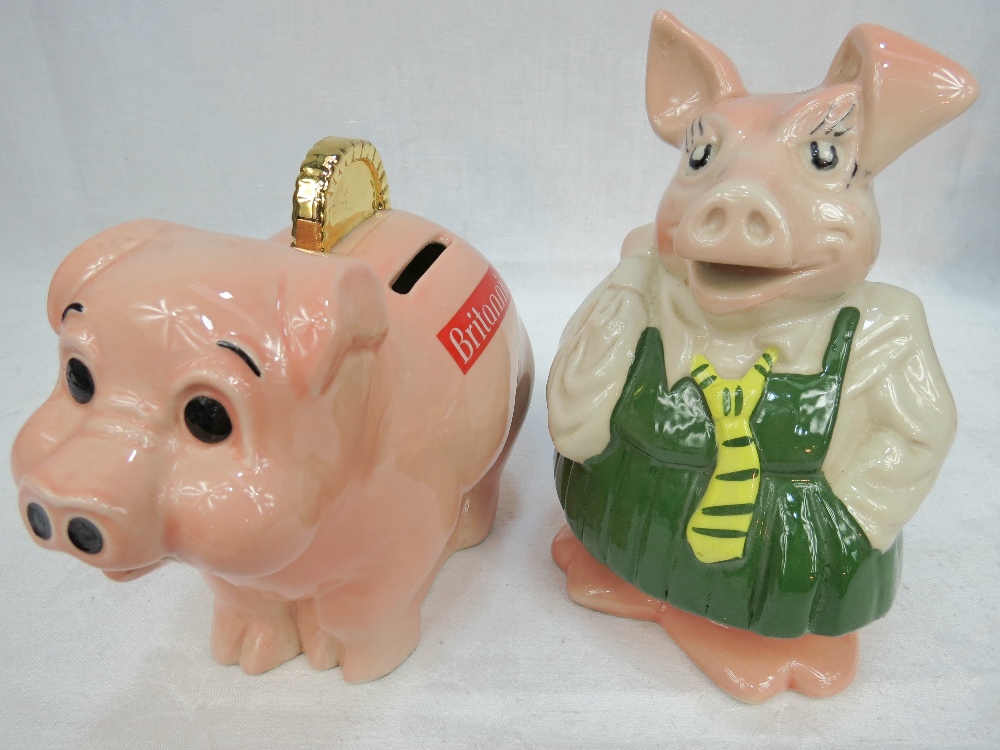 A Wade piggy bank made for Britannia Building Society and another made for NatWest Bank.