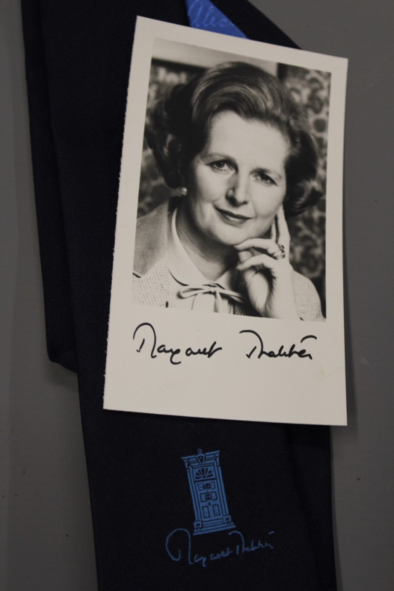 Margaret Thatcher interest: a black and white portrait photograph, signed by Margaret Thatcher,