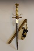 A Third Reich Naval Officer’s dagger, 25cm blade by EICKHORN, SOLINGEN, etched with naval motifs,