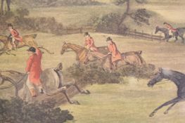 A set of four Fores Fox Hunting hand coloured engravings, 26 x 69cm, in oak frames. (4)