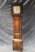 A George III oak cased thirty hour longcase clock, with painted 11 inch dial signed Drury,