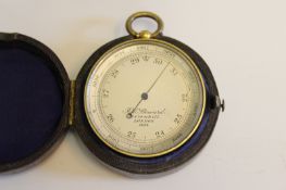 A 19th Century gilt brass aneroid pocket barometer by J.H. Steward, 54 Cornhill, LONDON, 1639, the