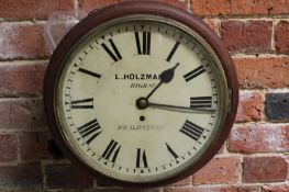 A late 19th/early 20th Century mahogany cased fusee wall clock with 12 inch circular dial, L.
