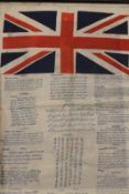 A Second World War silk rescue handkerchief, printed with the Union Jack and a message of friendship