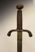 A 17th Century style composite left-hand dagger, 26cm fullered blade, characteristic pierced