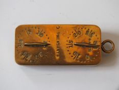 A Lightwood game counter, of rectangular brass form, two dials to either face, Pheasant,