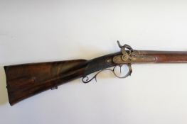 A fine percussion Hanoverian sporting rifle, 29.5 inch sighted octagonal swamped barrel signed