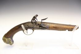 A French flintlock holster pistol by Gabriel Tezenas, 8 inch sighted, slightly swamped two-stage
