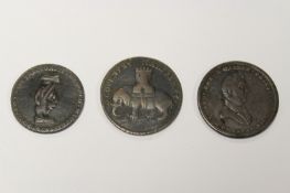 Tokens and medals: anti slavery token, “Am I not a man and a brother?”, cast with a kneeling chained