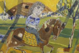 George Samh (20th Century), “Femme a Cheval”, oil on canvas, 66 x 80cm.