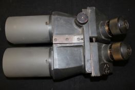 A pair of German 10 x 80 binoculars, grey painted body with good optics.