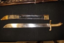 An Austrian sidearm, 47.5cm blade, regulation brass hilt with ribbed grip and recurved crossguard,