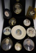 A collection of various portrait miniatures, to include one of a young girl by Eva Noar,