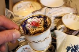 Five various 19th Century Chamberlain Worcester cups, together with a Worcester mask jug decorated