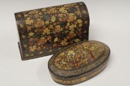 Two antique Kashmiri hand painted boxes. (2)