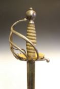 An 18th Century North European cavalry back sword, 84cm blade, half basket hilt composed of four
