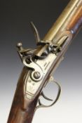 A rare Irish flintlock service carbine by Pattison, 22 inch sighted browned damascus barrel