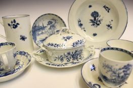 A small collection of Worcester porcelain, to include an 18th Century transfer printed blue and