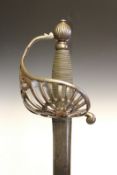 An 18th Century Cavalry Officer’s back sword by Drury, 81cm blade stamped with a crown over GR and