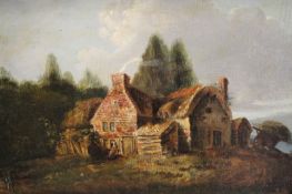 English School (early 19th Century), The Old Farmhouse, oil on panel, 21.5 x 29cm.