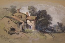 Henry Bright R.W.S. (1814-1873), Cottage and outbuildings, signed and dated 1840, watercolour and
