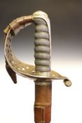 A scarce Household Cavalry fighting sword, 81.5cm blade by Mole, regulation pierced plated steel