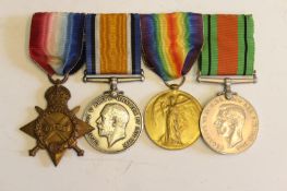 First War Royal Marine Light Infantry group of four, to CH. 14665. PTE. A. PRIESTLY. R.M.L.I.,