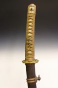A Japanese Katana, 65.5cm blade, details of signature available, with wavy hamon, some nicks,