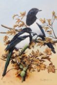 Michael Kitchen-Hurle (20th/21st Century) (ARR) Two magpies in a tree, signed and dated ‘87,