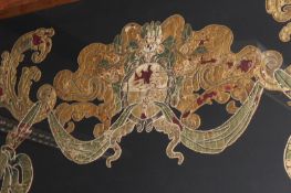 A large 18th Century Venetian silkwork fragment, mounted in bespoke gilded frame, 82 x 230cm.