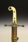 An 1831 Pattern General Officer’s Mameluke, 85cm sharply curved blade by Hamburger with clipped back