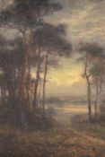 Parker Hagarty (1859-1934), “Evening in the woods”, signed, oil on canvas board, 34 x 23cm, together