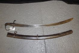 A 1796 Pattern Light Cavalry Trooper’s sabre, 83.5cm curved blade struck with an ordnance mark,