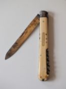 A large ivory mounted pocket knife, 12.5cm blade stamped PREMIER NEWTON at the forte,