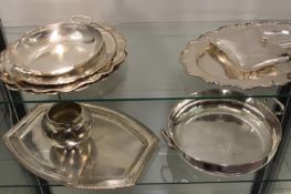 A group of Continental .900 grade silver trays, plates and bowls, 105oz. approx.