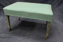 A 18th/19th Century Sheraton style occasional stool, with later painted decoration and upholstery,