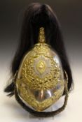 A South Salopian Yeomanry Trooper’s helmet, the white metal skull with laurel leaf and oak leaf