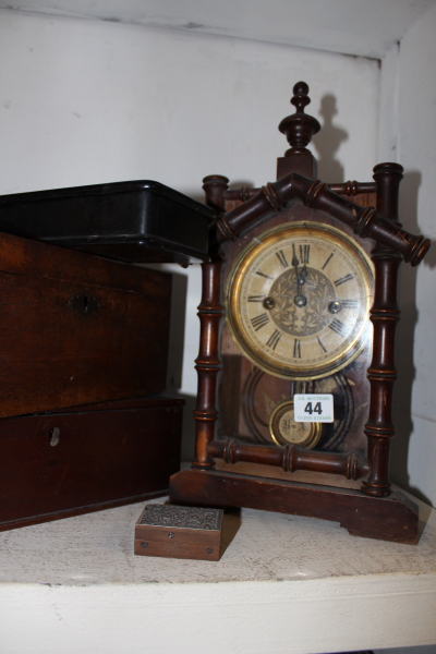 A MANTLE CLOCK AND VARIOUS BOXES