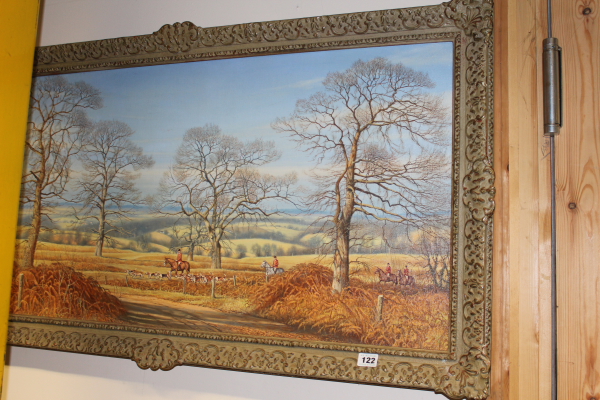 A LARGE OIL ON CANVAS HUNT SCENE BY PAUL MORGAN
